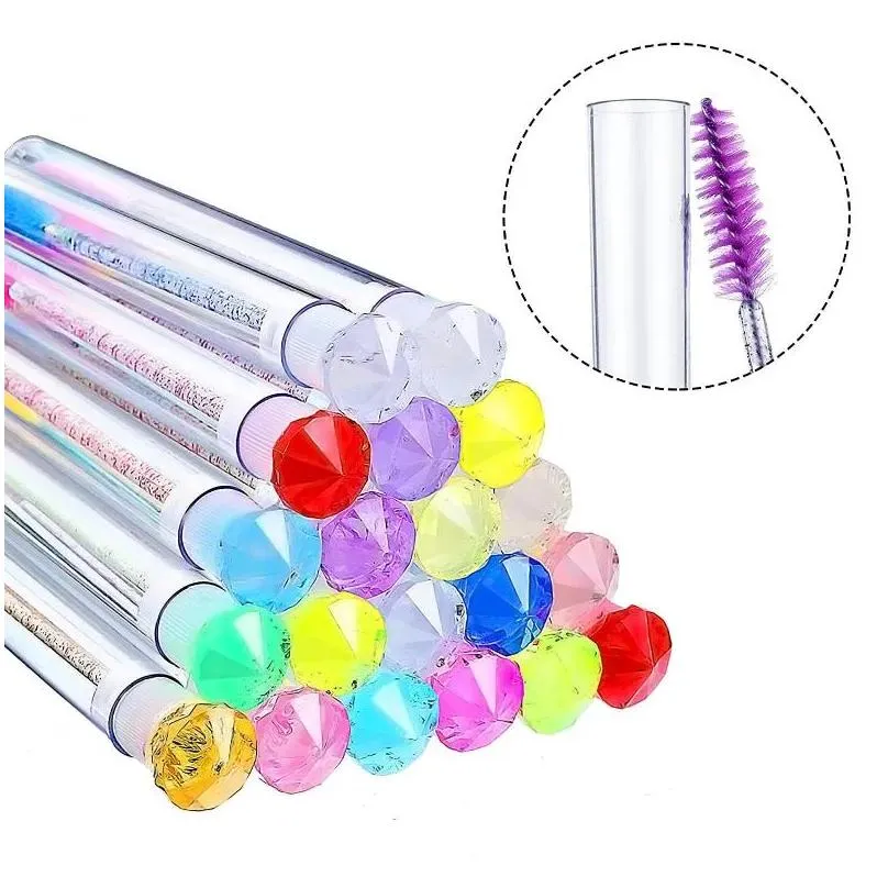 False Eyelashes False Eyelashes 9/10 Pcs Mascara Wand Tube Diamond Set Crystal Spoolies Eyelash Extension Brush Disposable Drop Delive Dhbby