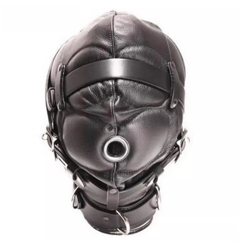 Other Health Beauty Items Leather Headgear Mask Blindfold Breathing Hole Mouth And Ears Bondage With Locking Buckles Toys For Coup