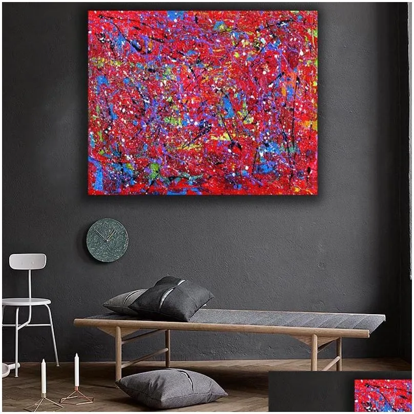 Paintings Abstract Iti Wall Decor Modern Canvas Printed Red Blue Line Oil Painting Art Pictures For Living Room Posters Unframed Dro Dh1Rl