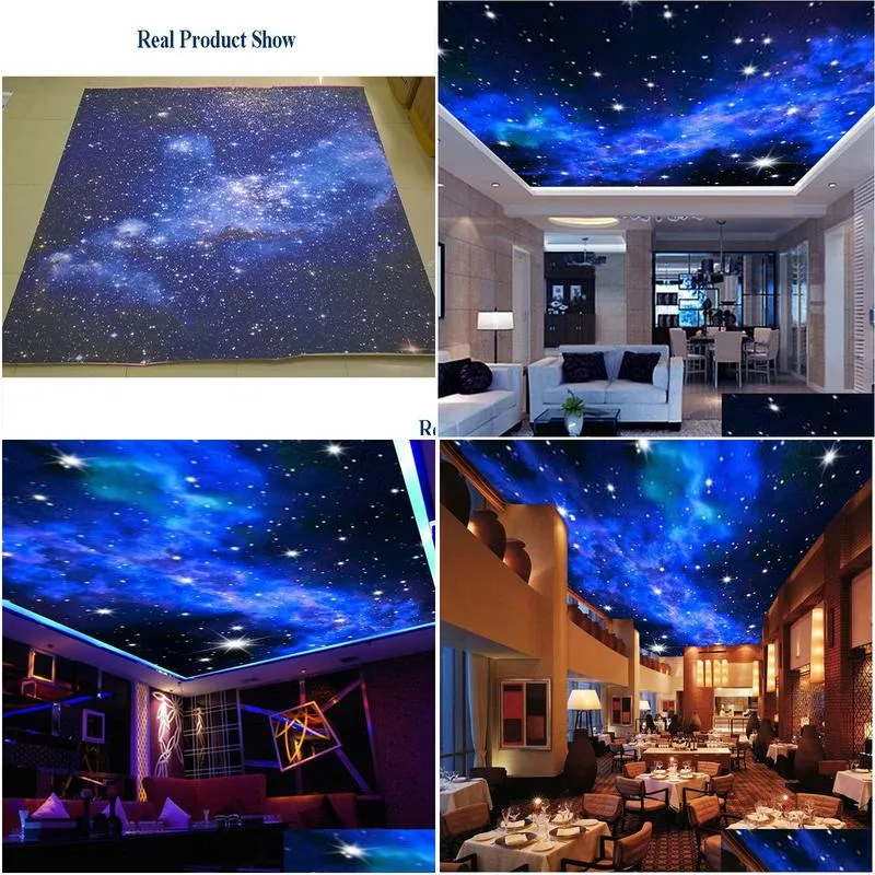 Wallpapers Interior Ceiling 3D Milky Way Stars Wall Ering Custom P O Mural Wallpaper Living Room Bedroom Sofa Background Drop Delive Dh6Yd