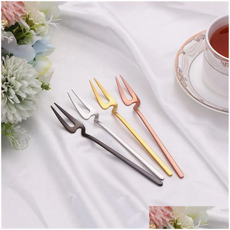 Spoons Sier Gold Copper Black Dessert Spoon Fork And Cup Hangable Drop Delivery Home Garden Kitchen Dining Bar Flatware Dhuh8