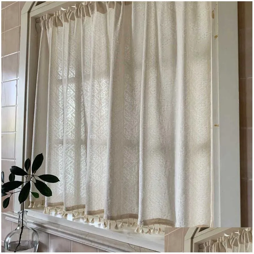 Curtain Cotton Bookcase Cabinet Curtains Coffee Door Versatile Custom Tassel R230812 Drop Delivery Home Garden Textiles Window Treatm Dhikq