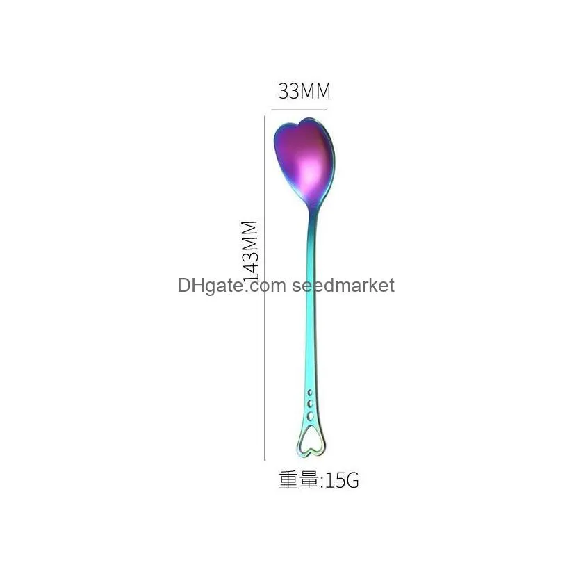 party favor love heart shaped spoon colorf ice cream coffee tea stir spoons for wedding supplies kitchen accessories drop delivery h