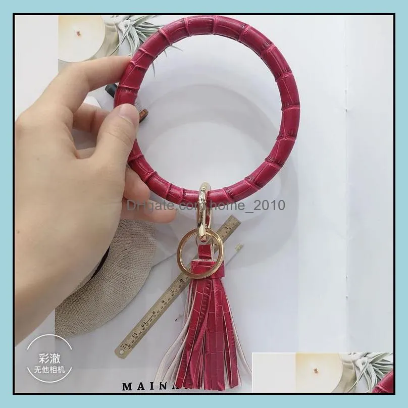 wristlet pu leather tassels bangle keychain bracelet key ring rlilly inspired chain sunflower leopard cactus keyring for women girl