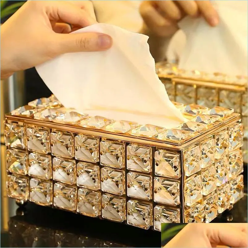 top grade crystal glass paper towel box rack luxury office car el family life napkin table storage supplies