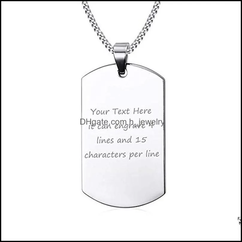 stainless steel personalized engraved jewelry tag charm blank dog tag military pendant charm for necklace keychain diy polished