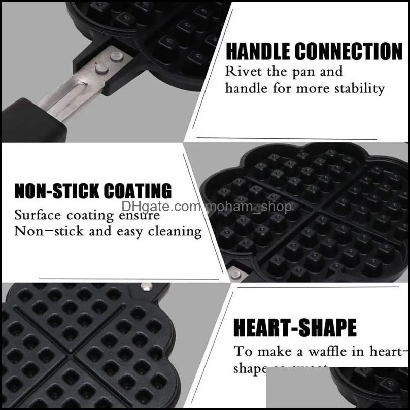 for waffle irons nonstick cast iron maker double side love heart shaped pan for household cafe restaurant baking pastry tools