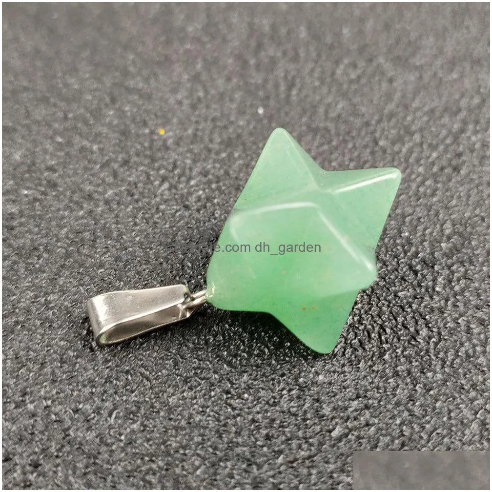 14mm merkaba hexagram star qaurtz chakra stone charms energy healing reiki crystal carvings pendant for jewelry making