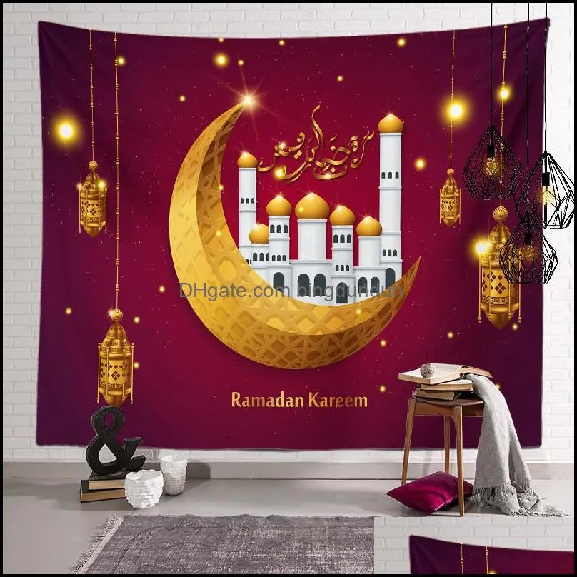 ramadan tapestry eid mubarak blanket beach towel islam muslim 150x150cm polyester tv hanging tapestry home decoration