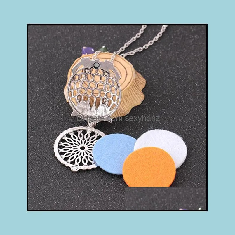 pretty aromatherapy necklace silver owl  oils diffuser necklaces locket necklace beautifully jewelry