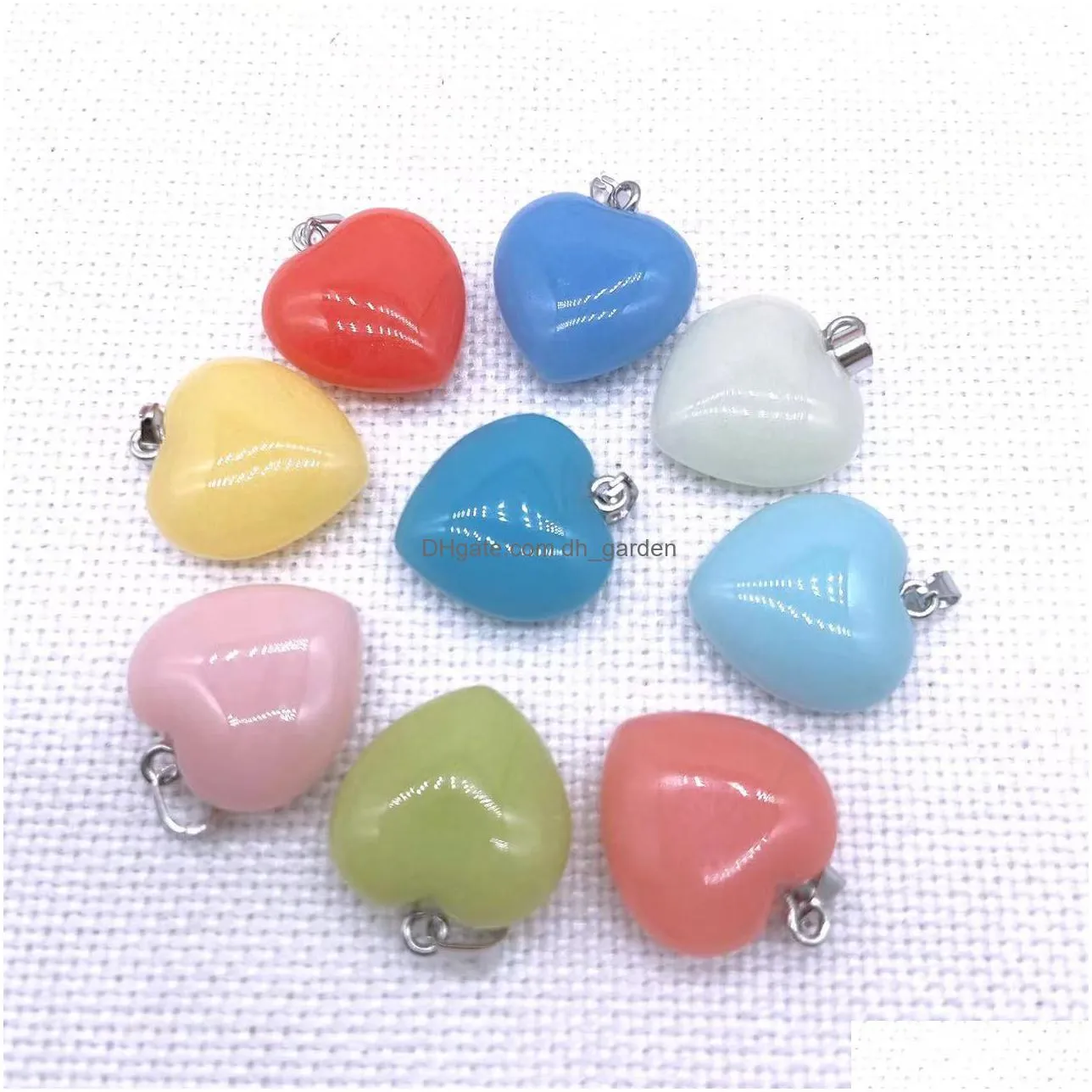 love heart luminous crystal stone charms glow in the dark stones pendant for necklaces jewelry making women men 20x9mm