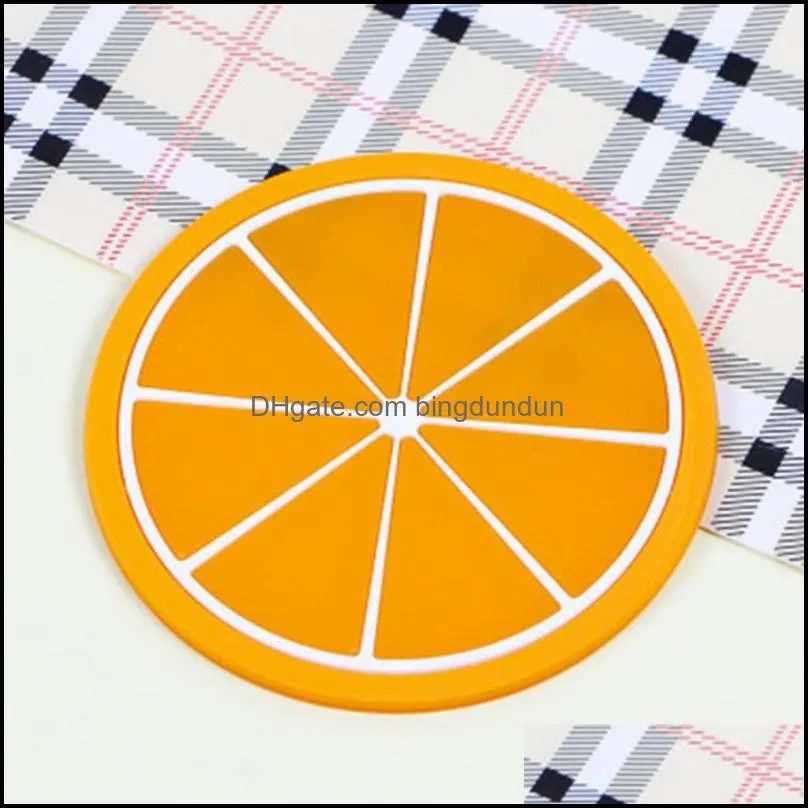 colorful jelly color coaster silicone fruit shape cup mat creative nonslip heat insulation pad tea coaster wholesale