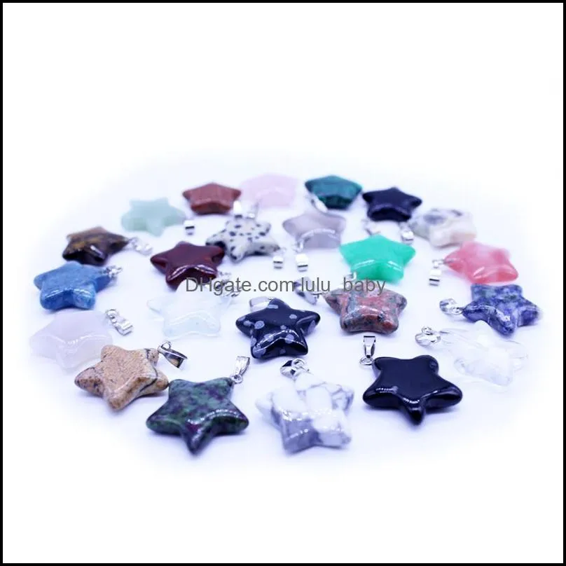 natural stone pendant fashion assorted mixed star charms pendants for diy jewelry making star stone pendant