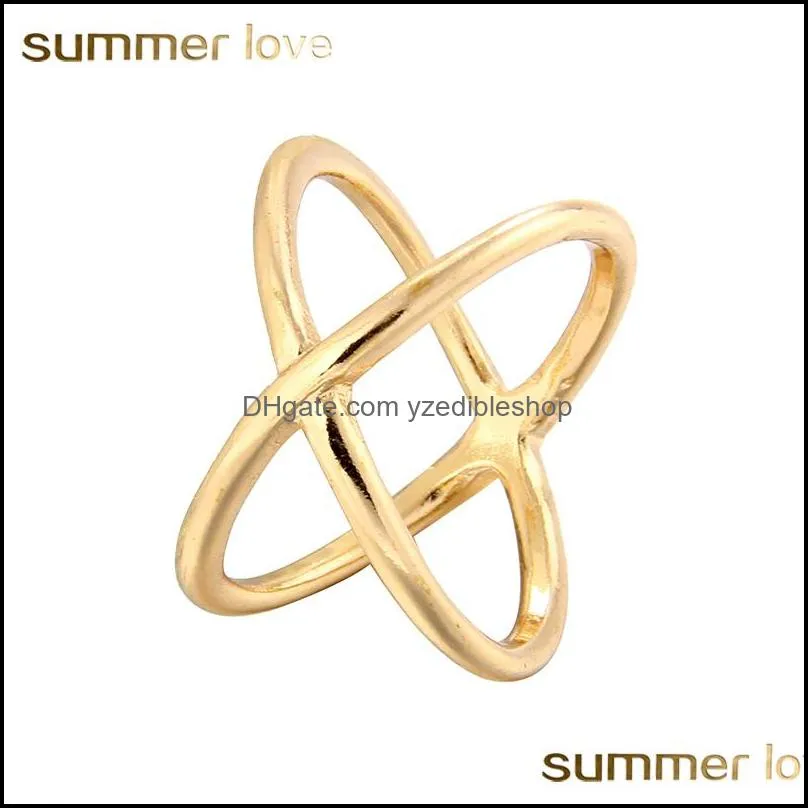 gold and silver plated cross rings for women unique designer simple letter x love ring fashion jewelry gift