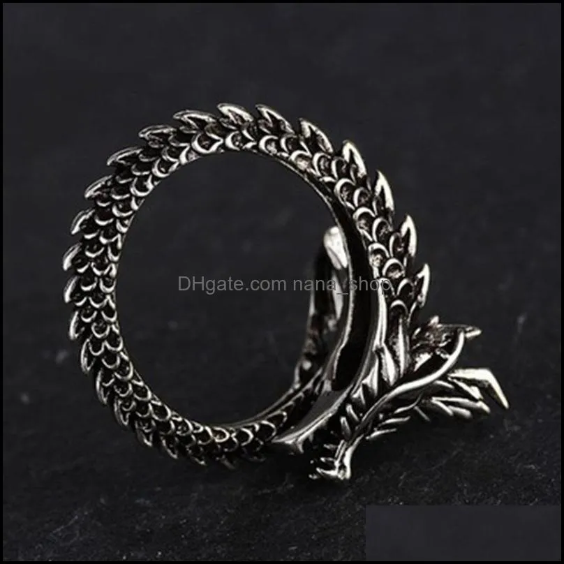 cool opening rings men women jewelry adjustable sterling dragon ring good gifts alloy animal metal unisex gothic punk ring 287c3