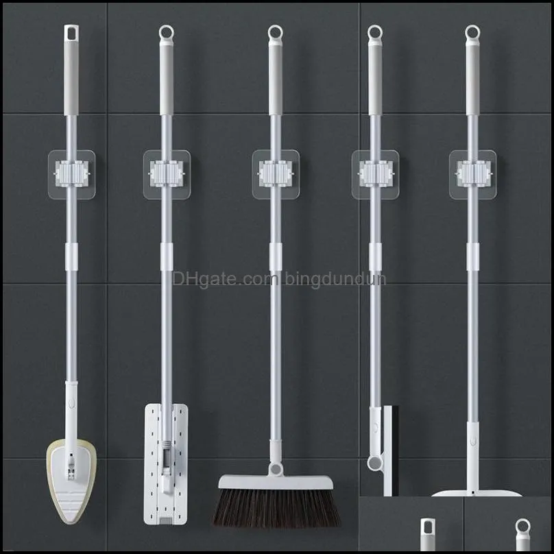 high quality home storage rack bathroom suction hanging pipe hooks wall mounted mop organizer holder brush broom hanger