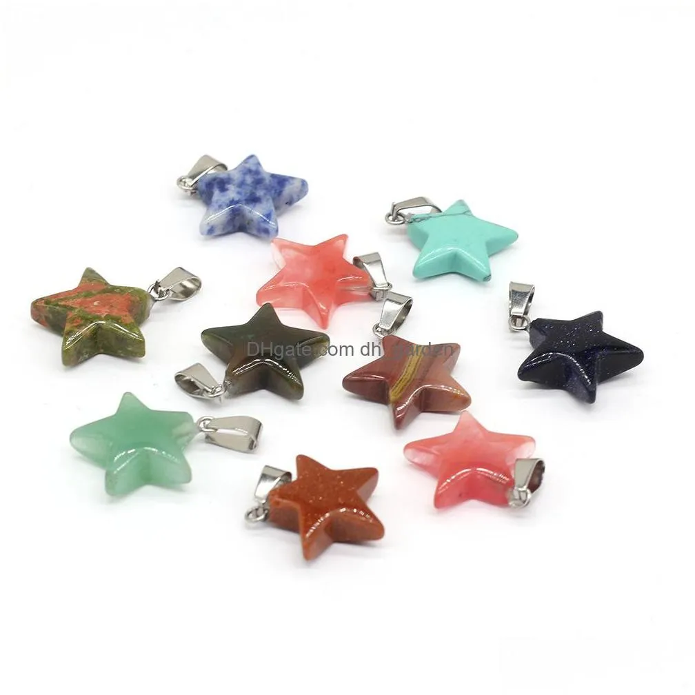 natural crystal five point star shape stone charms handmade pendants for necklace earrings jewelry making