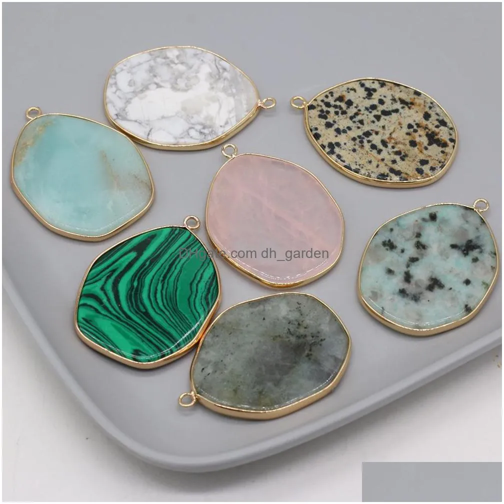 irregular healing labradorite amazonite turquoise stone charms rose quartz crystal pendant diy necklace women fashion jewelry finding