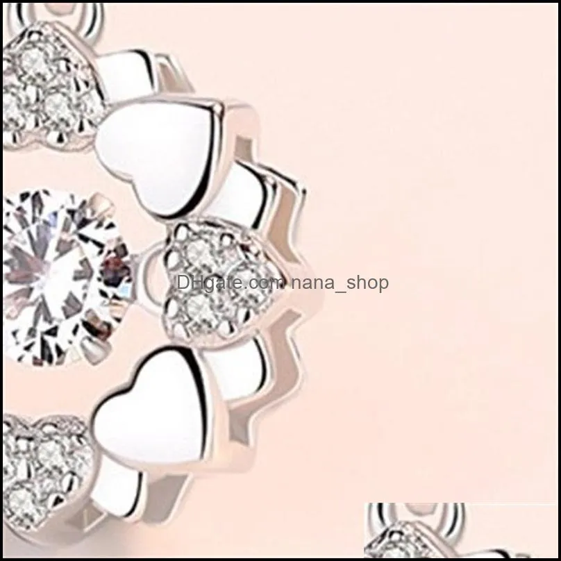 925 sterling silver woman fashion jewelry high quality retro simple crystal zircon flower rotating necklace pendant 1200