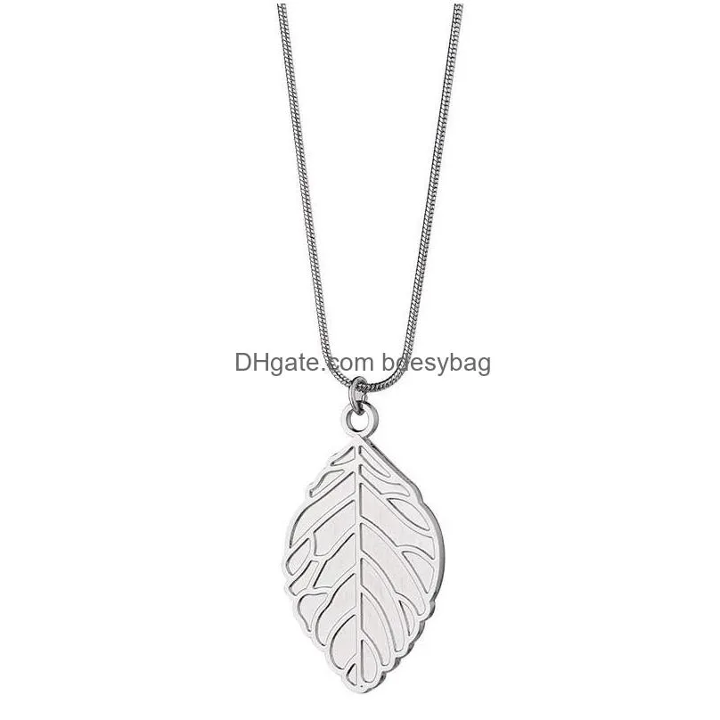 sublimation blank necklace designer jewelry diy leaf pendants alloy silver plated thanksgiving day party snake chain necklaces choker for women men