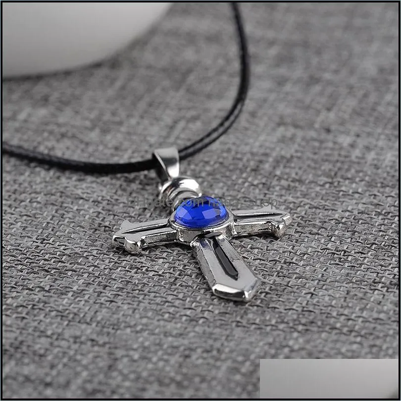 fairy tail gray cross pendant necklaces silver alloy anime animation necklace 1906 t2