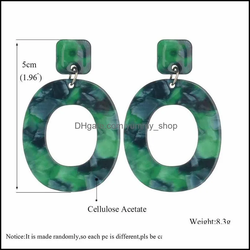  fashion acrylic acid resin drop earrings oval dangle earrings for women long pendant earrings fashion jewelry 4 colors