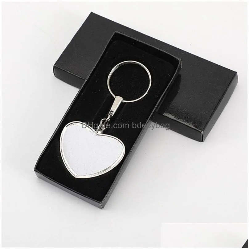 lover twosided sublimation blank diy heart designer keychains rotatable round shape keychains wallet handbag couples car key ring jewelry for woman man friend