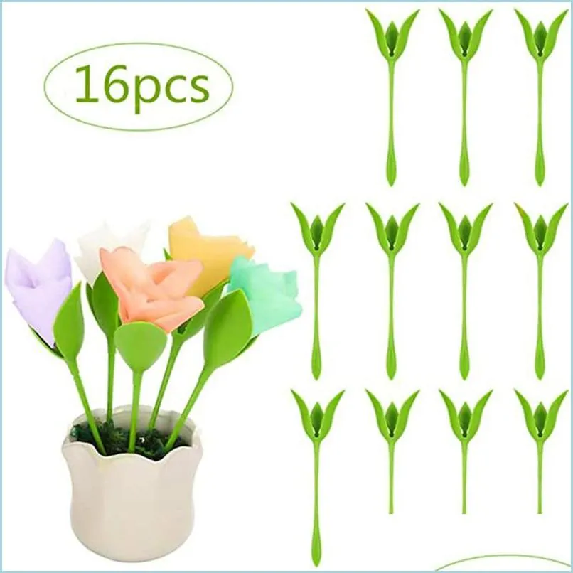 16pcs plastic flower buds serviette holder napkin holders table arrangements art craft home el decoration