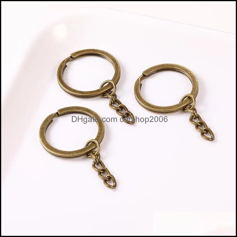 100pcs/ lot round heart shape keychain rings bulk pendants diy crafts jewelry making men women trendy casual keychain