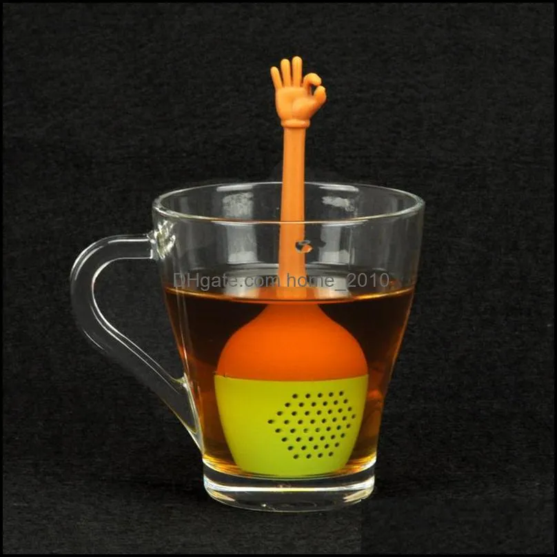 gesture style silicone tea infuser ok yeah palm love you style tea strainer tea leaf infuser filter creative hand gestures teapot