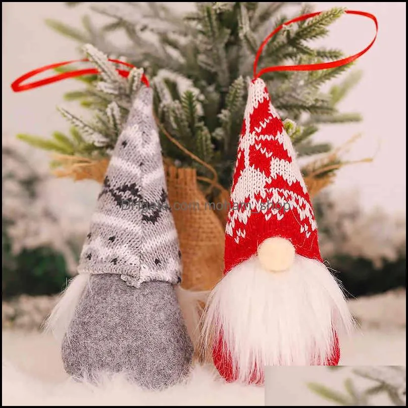 christmas mini faceless old man doll xmas tree plush gnome santa hanging pendant decoration home party hang ornaments vtmhp0987