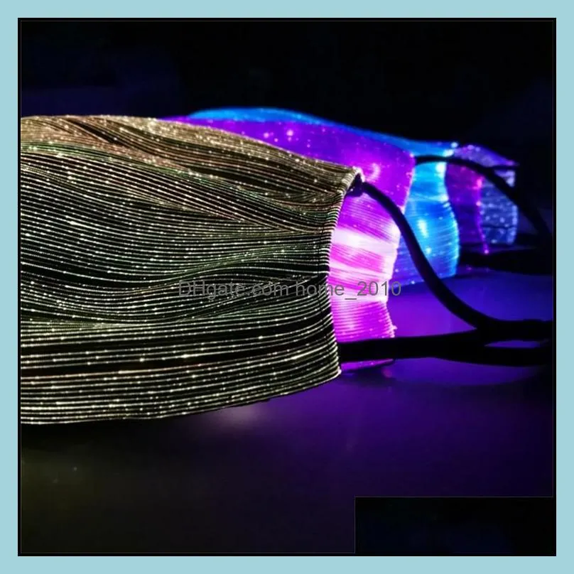 fashion glowing mask with pm2.5 filter 7 colors luminous led face masks for christmas party festival masquerade rave mask bling