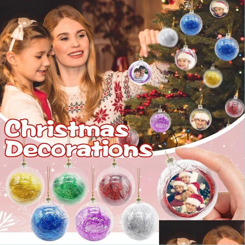 1pc christmas balls diy po frame tree ornaments xmas decorations hanging pendants year 2021 gift