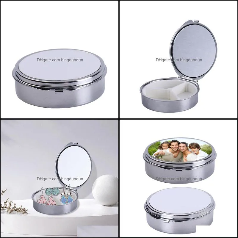 party favor sublimation metal jewelry box stainless steel round packaging box diy small item boxes