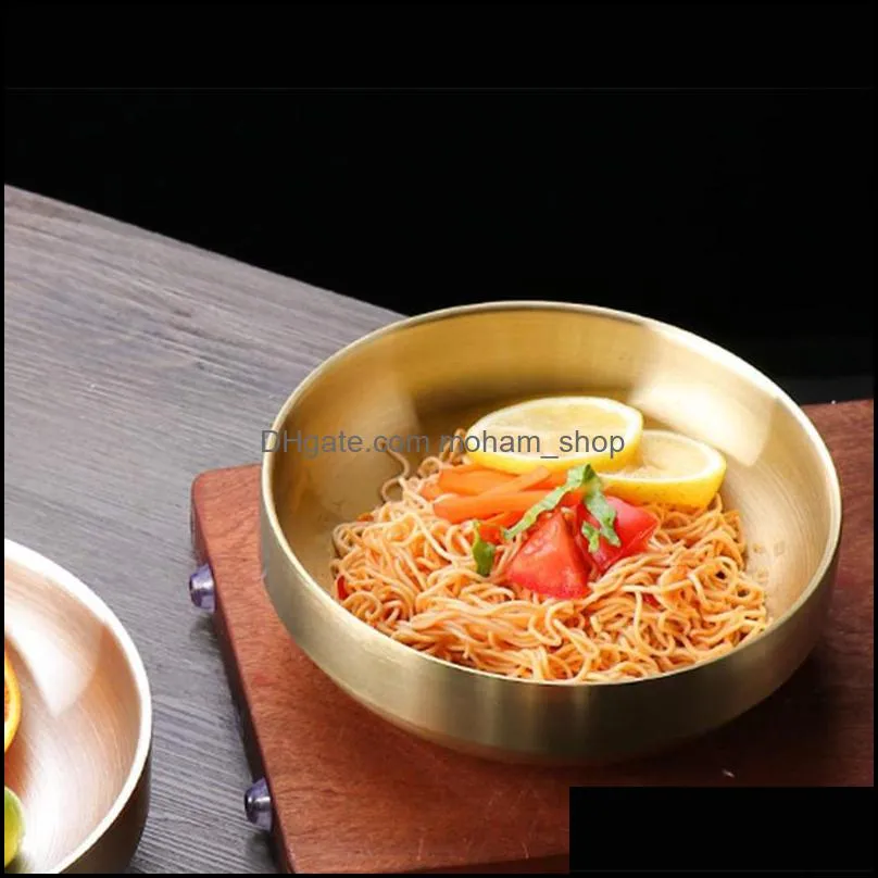 bowls double thickened cold noodle bowl 304 stainless steel classic big size insulation soup rice ramen tlsm