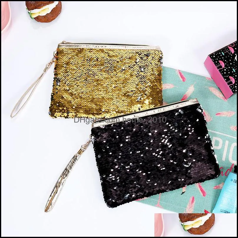 fashion toiletries zipper purse tote bag sequin female designer handbags purses portable sequined woman handbag cosmetic bag vtky2192