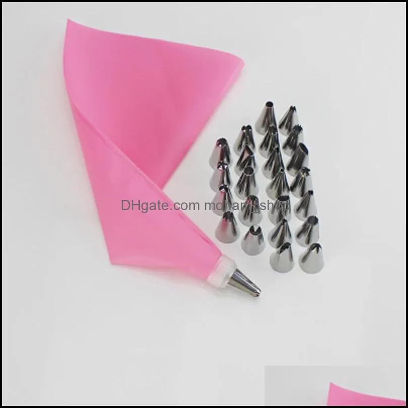 baking pastry tools 26 pcs cake decorating tool set silicone bag diy icing piping cream reusable bags add24 nozzle suit