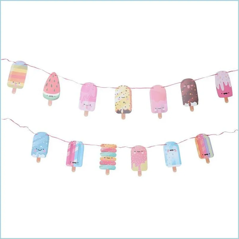 set ice cream banners favors birthday decorationsparty