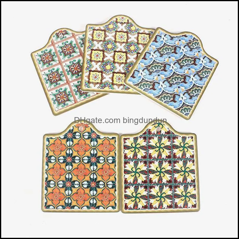 modern household heat insulation pot pad square simple fashion tile series ceramic non slip placemats bowl