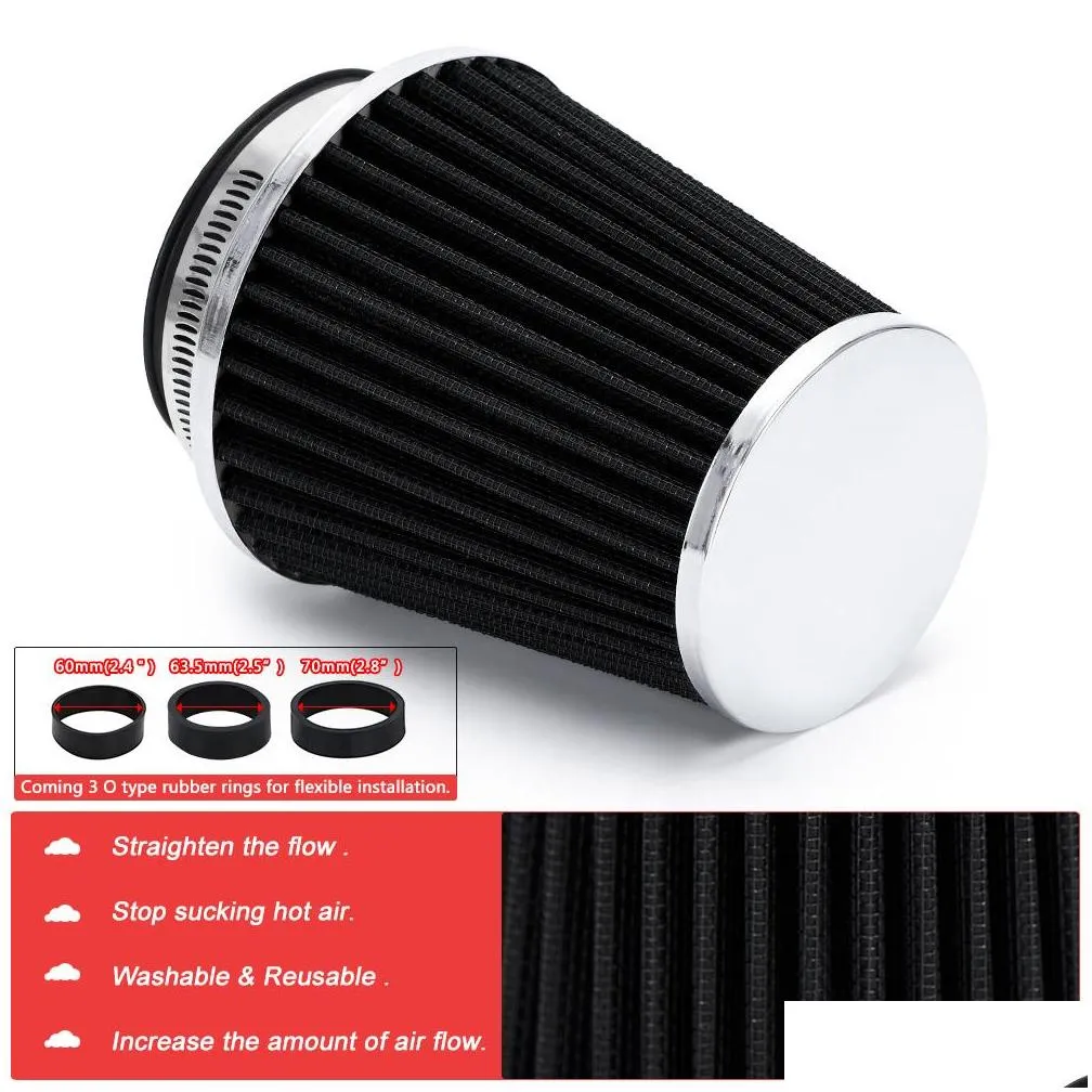 universal car high flow cold air inlet air intake system mushroom head air filter neck 76mm / 70mm / 63.5mm / 60mm ait24