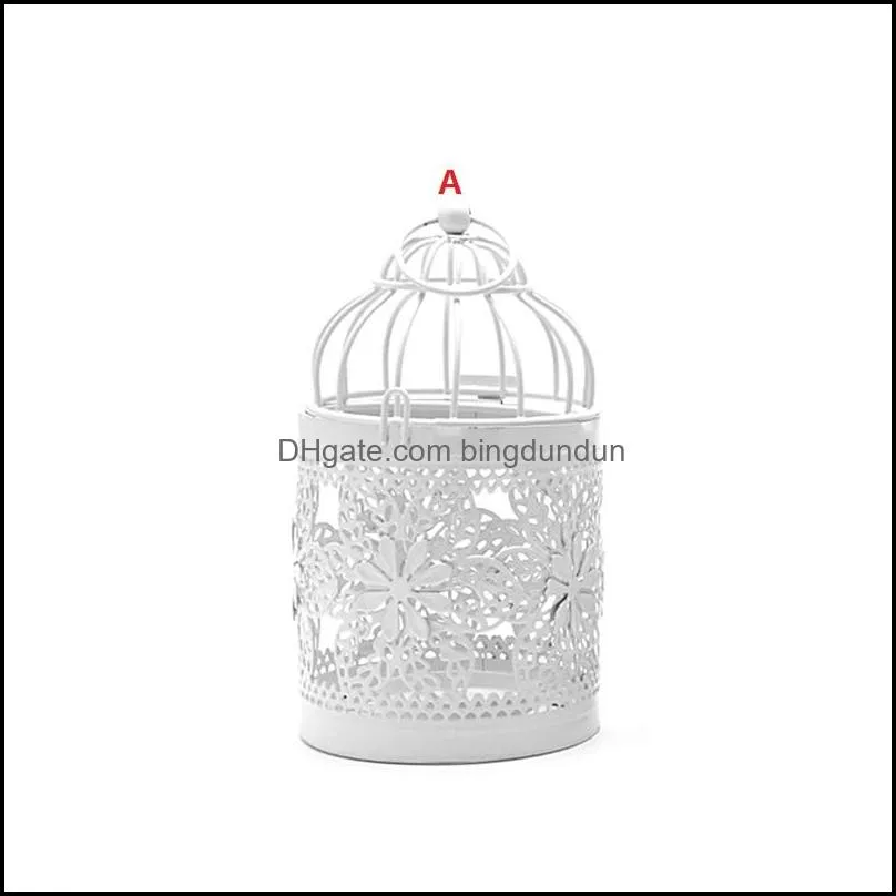 hollow candle holder metal white tealight candlestick hollow flower pattern birdcage candlestick christmas fairy wedding party