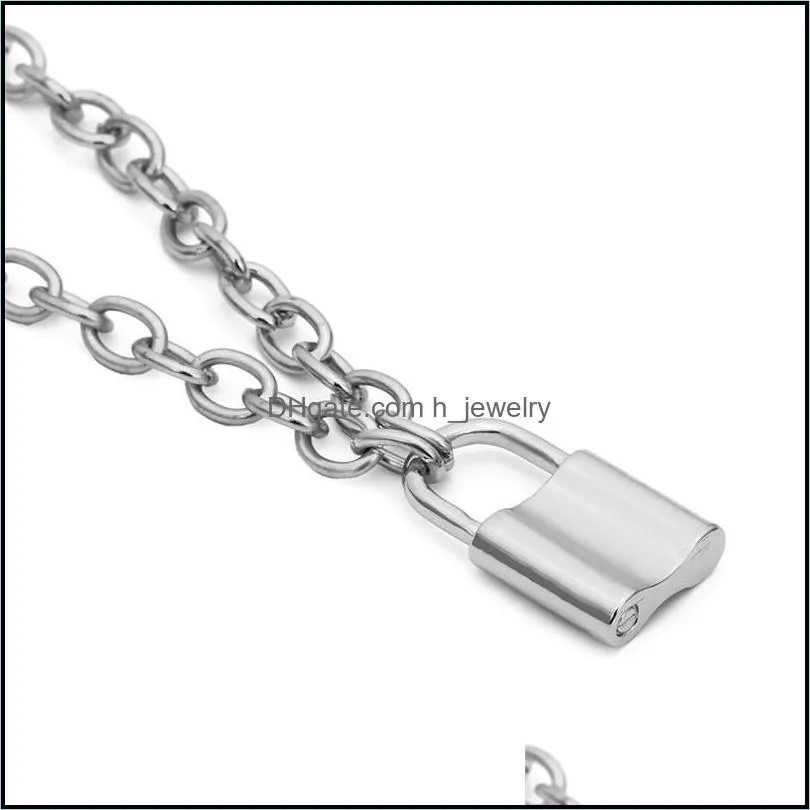 vintage handmade square lock pendant necklace for men and women gold and silver color lover chokers clavicle necklaces jewelry gifts