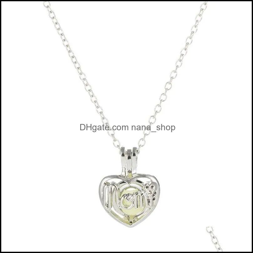 alloy heart mom pendant necklaces luminous halloween jewelry necklace women fashion simple 3 4db q2