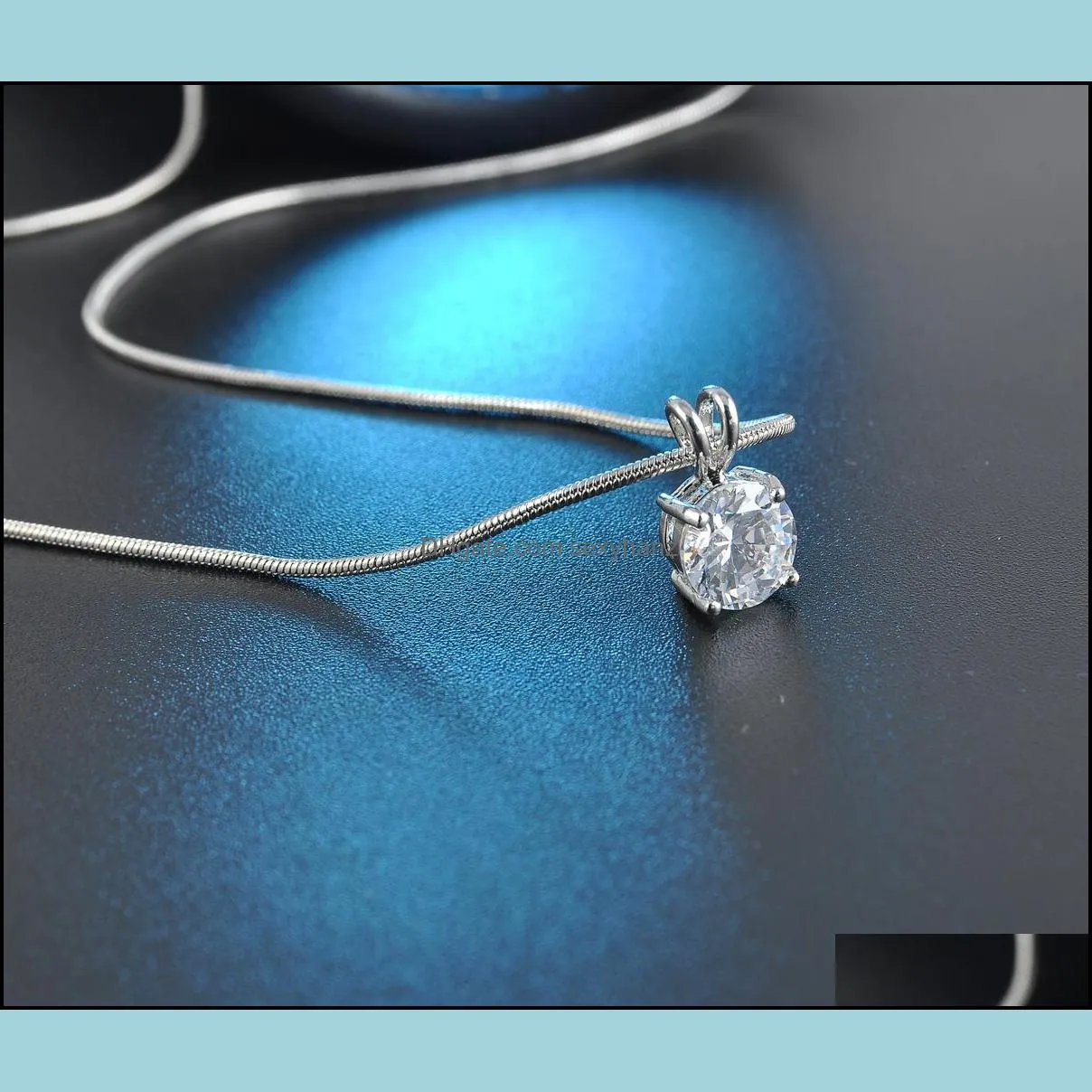  jewelry hearts and arrows four claw zircon 8mm round cz cute necklace pendant necklace fashion classic bunny diamond necklace