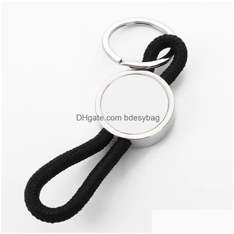 sublimation blank accessoy diy keychains round nylon cord blue red designer keychain wallet handbag lovers car key ring jewelry for woman man friend christmas