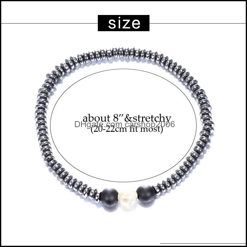  natural irregular hematite bracelet men fashion black geometric stone beads elasticity rope bracelets for women man personalized