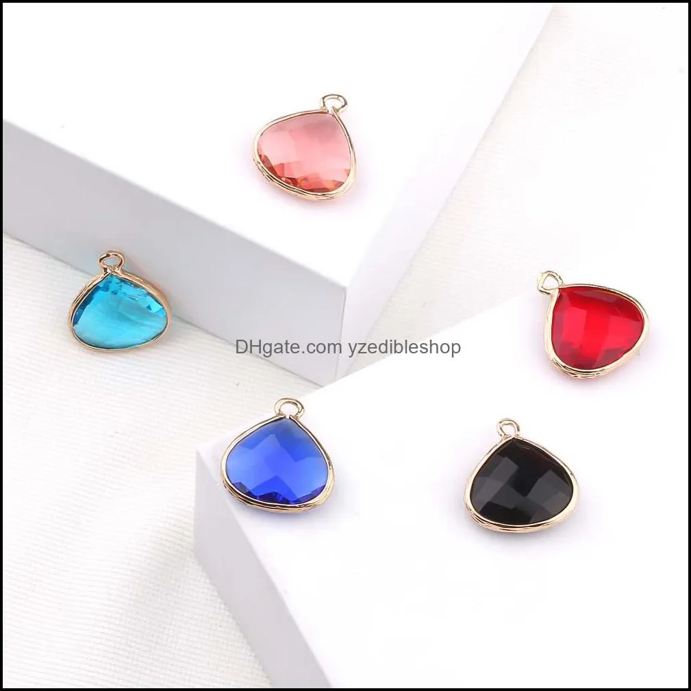  arrival colorful crystal charm pendant water drop glass crystal birthstone charms for jewelry making diy accessories