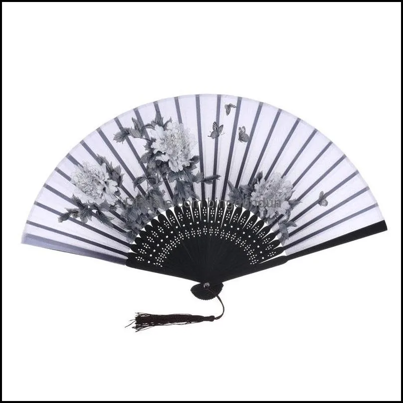 chinese silk fabric folding fan women hand held silk folding bamboo fans chinese japanese style wedding party gift decration