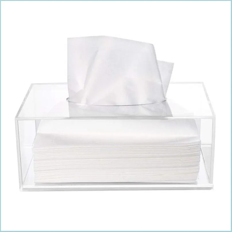 clear acrylic box holder simple rectangular paper napkin cointainer oragnizer for car home end table