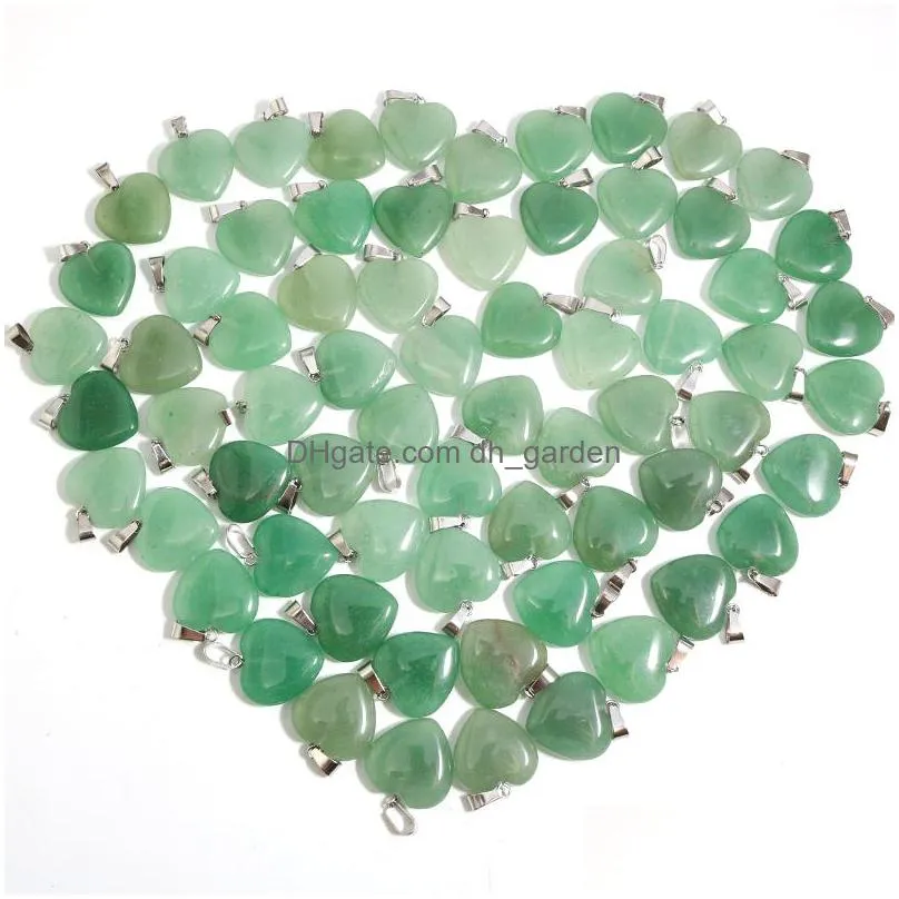natural stone necklace heart pendants green aventurine gemstone charms 20mm for women charms diy jewelry making accessories wholesale